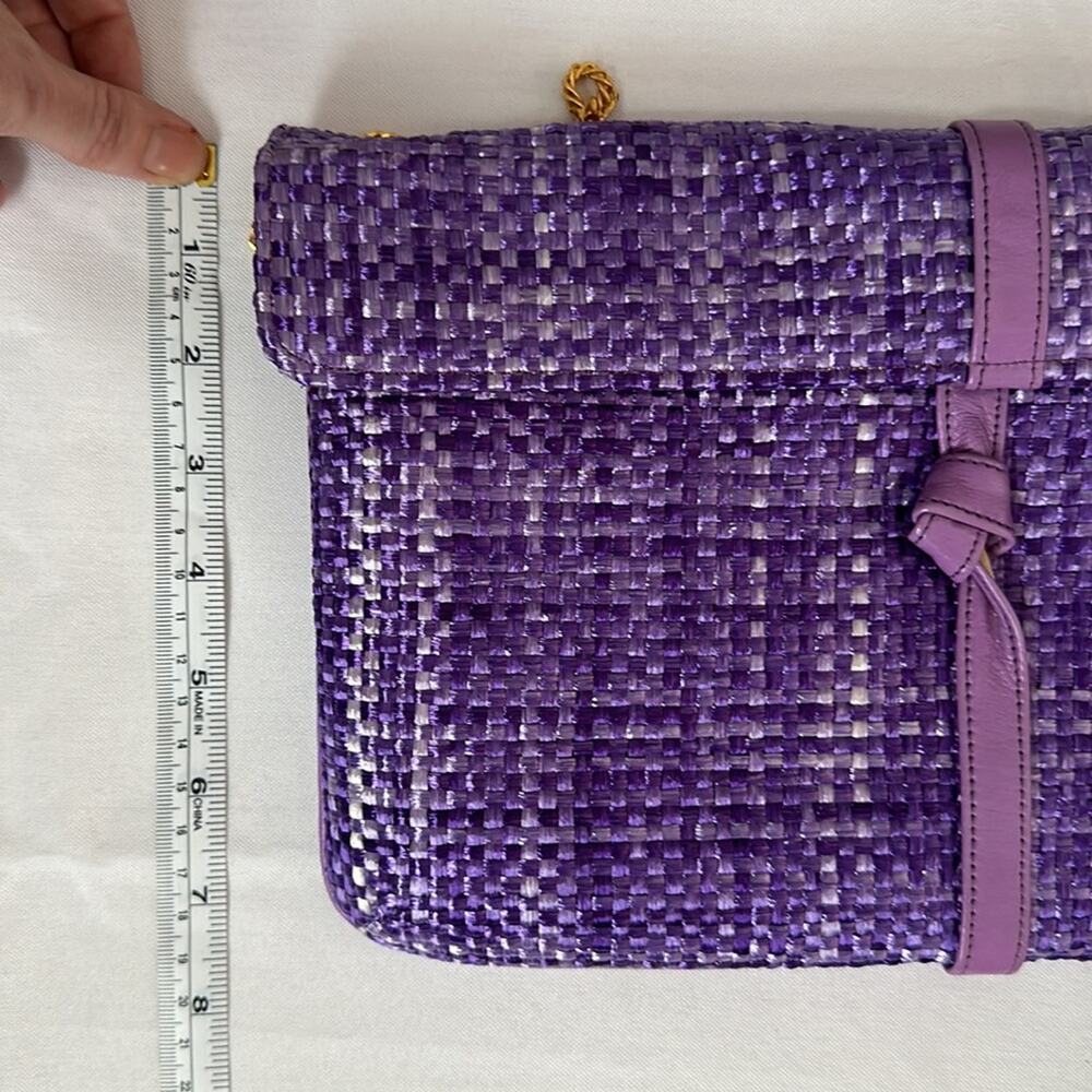 Vintage Hilf Originals Purple Woven Shoulder Bag 1990s MCM Retro Weave Clutch - Picture 9 of 11